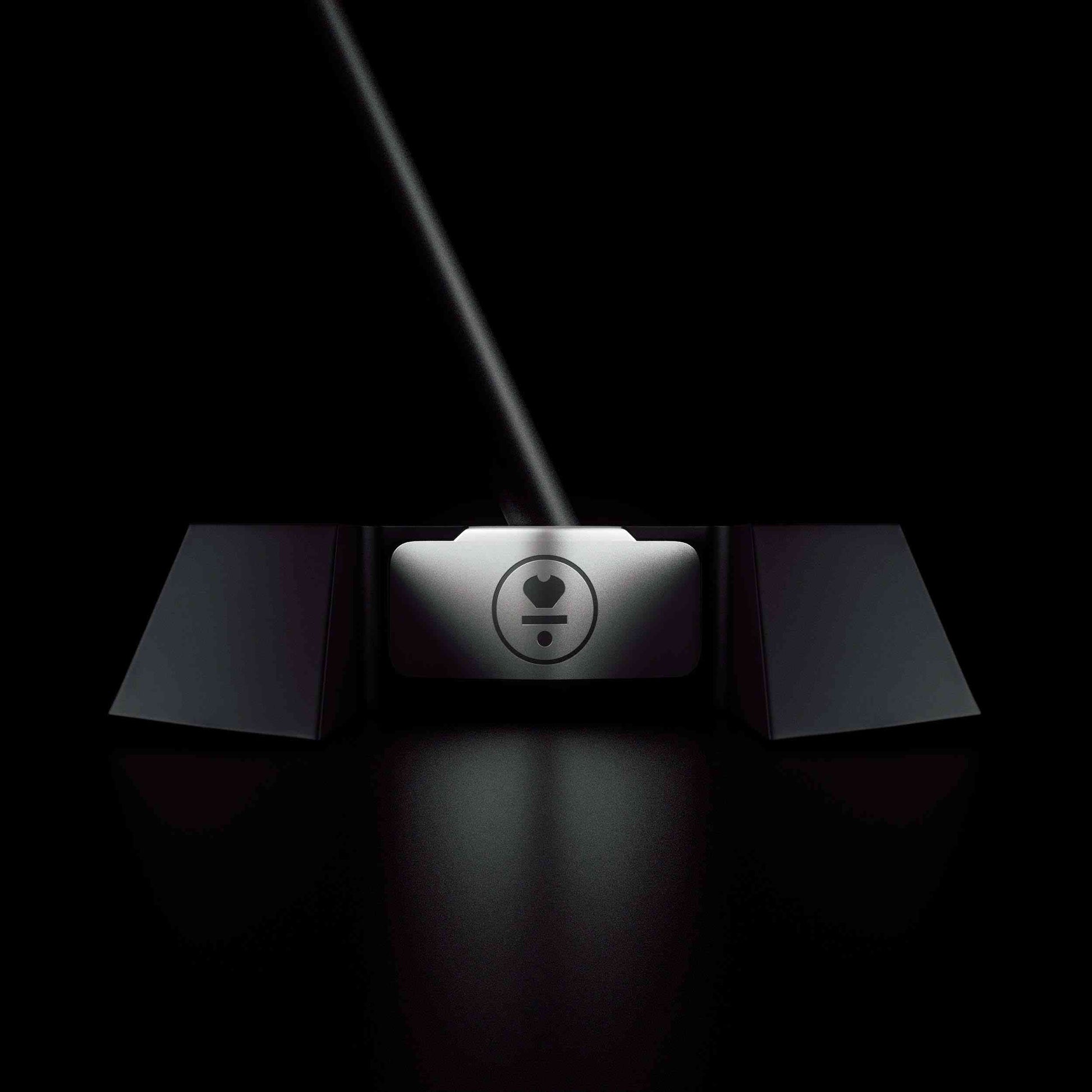 Close-up of LAB Golf MEZZ.1 Max Broomstick Putter face with shaft alignment, showcasing Lie Angle Balancing for improved putting accuracy.