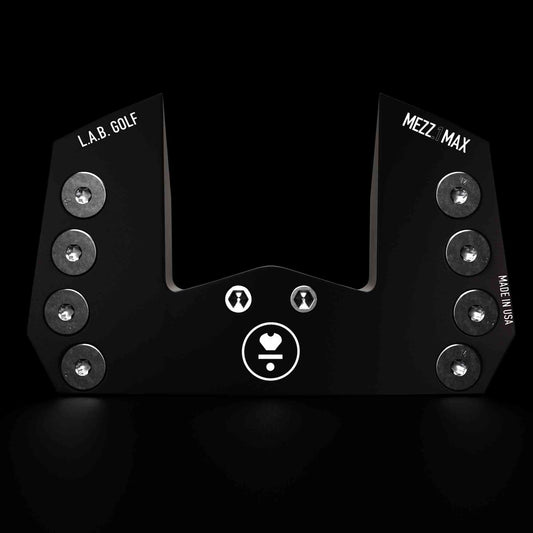 Black LAB MEZZ.1 Max Stock Broomstick Putter head with visible weight screws and branding, ideal for broomstick putting style.