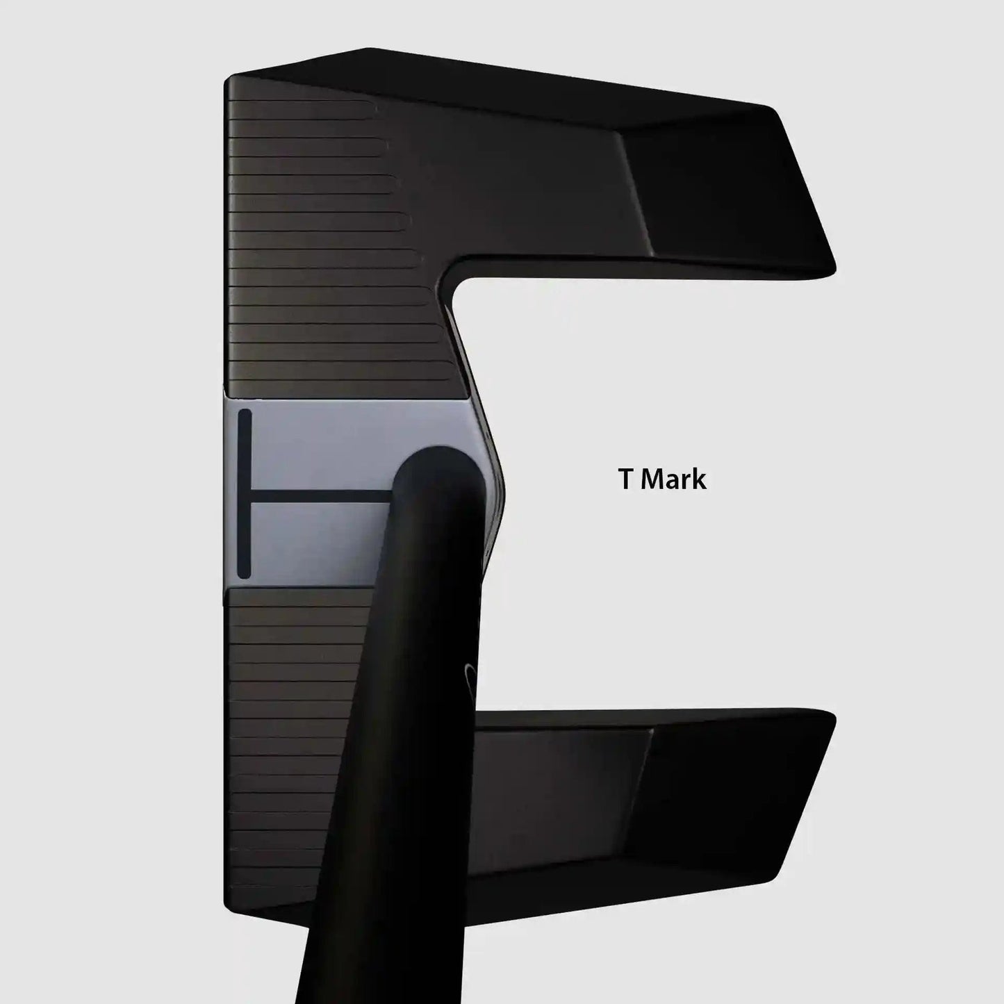 T Mark alignment on LAB Golf MEZZ.1 Max Putter, combining horizontal and vertical lines for enhanced visual targeting.