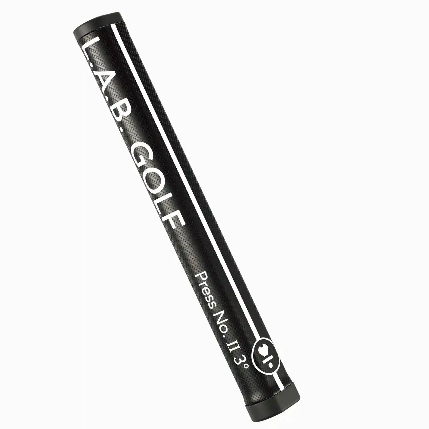 LAB Press II Grip (Textured) black golf grip with white branding and Press No. II 3° text, designed for enhanced control and feel in putting.