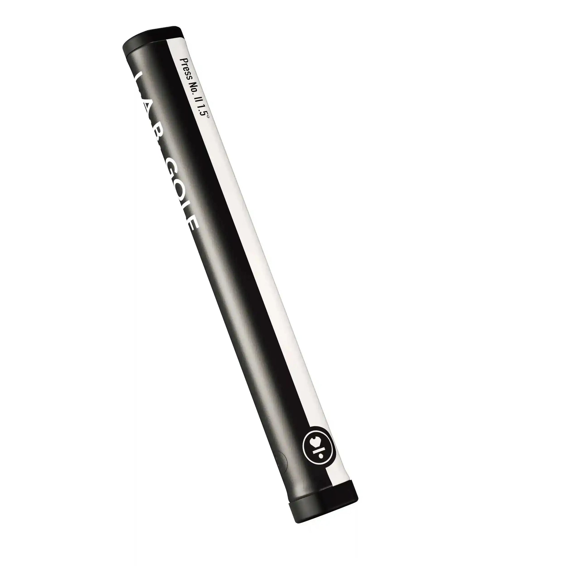 Angled view of LAB Press II Grip (Smooth) featuring LAB Golf branding and ergonomic shape for enhanced control in golf performance.
