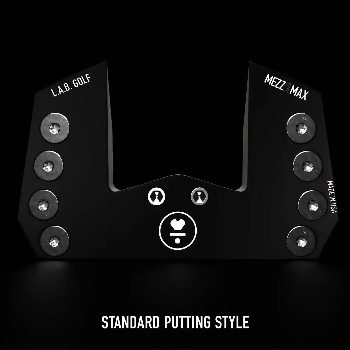 Black LAB Golf MEZZ.1 Max Putter for standard putting style, showcasing simplified weight configuration for traditional use.