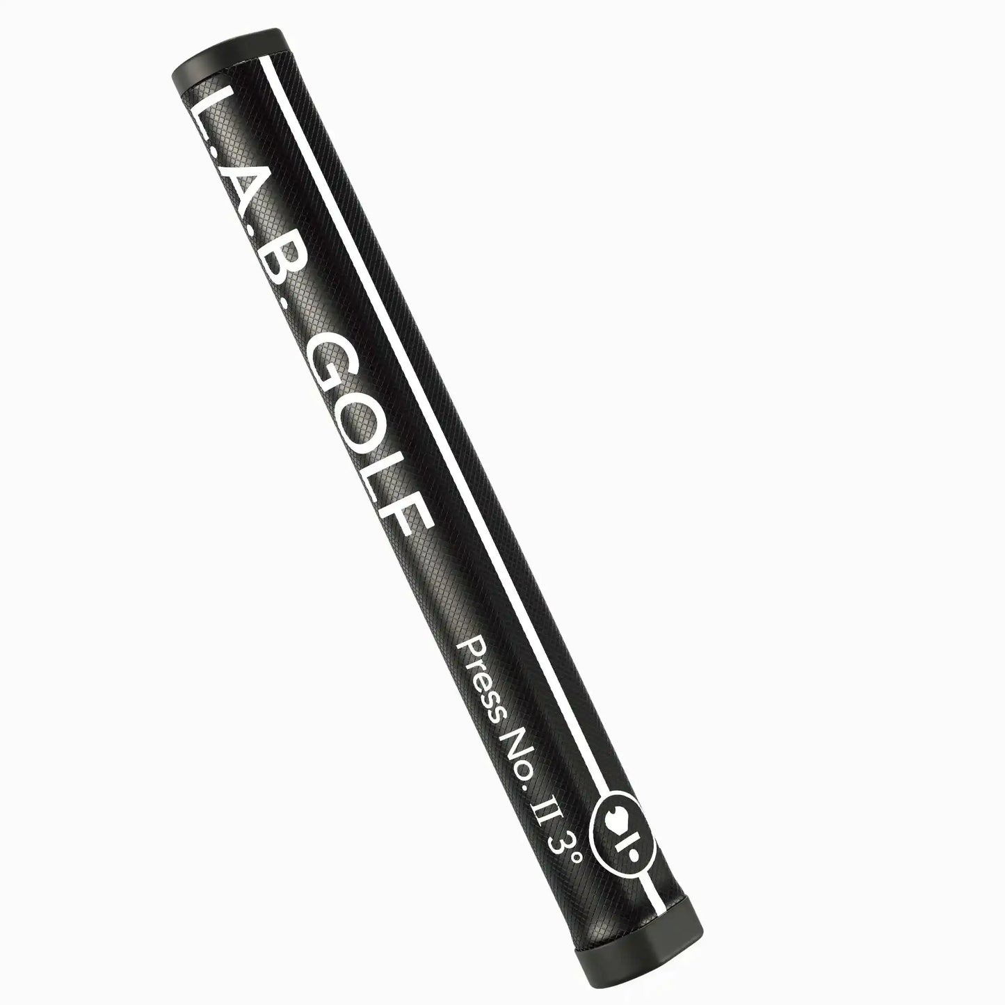 LAB Press II Grip (Smooth) with 3° press angle and textured black finish, designed for optimal putting alignment and feel in golf.