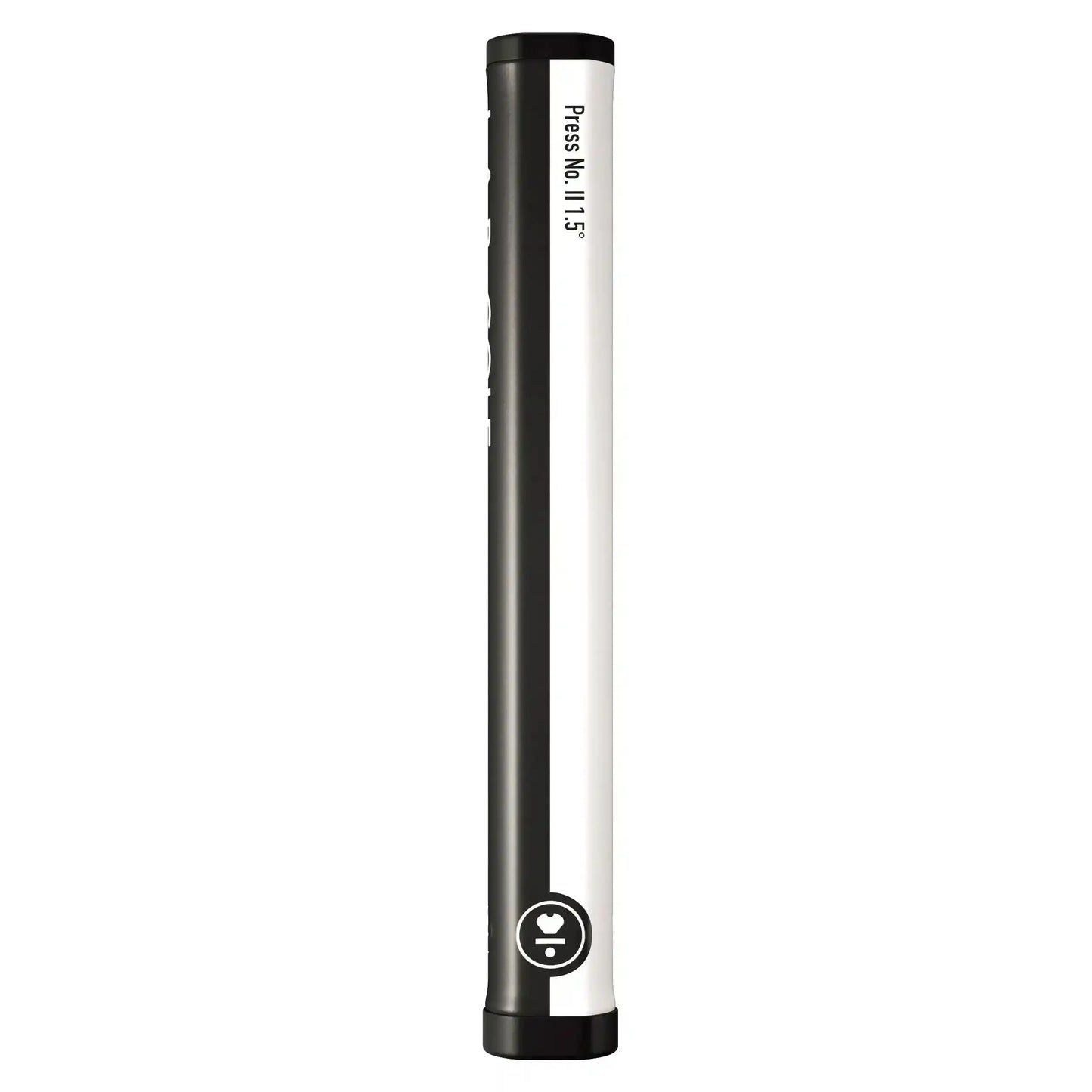 LAB Press II Grip (Smooth) in black and white design with 1.5° press angle, ideal for precision putting. Premium sporting goods grip by LAB Golf.